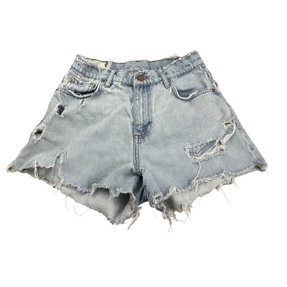 Marine Layer Sasha Distressed Denim Cutoff Shorts Light Wash Raw Hem Women’s 26
